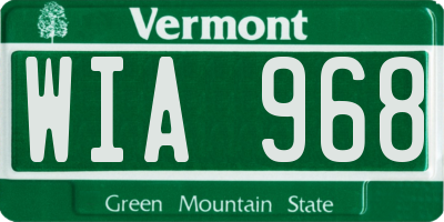 VT license plate WIA968