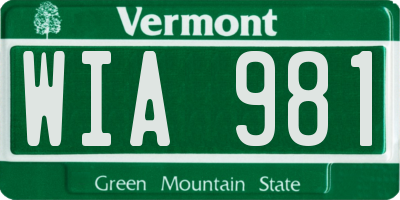 VT license plate WIA981