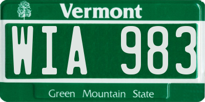 VT license plate WIA983