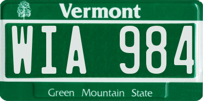 VT license plate WIA984