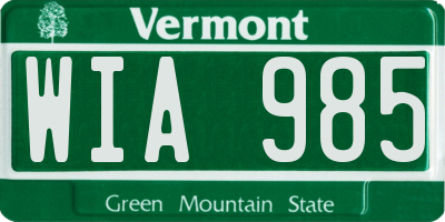 VT license plate WIA985