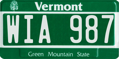 VT license plate WIA987