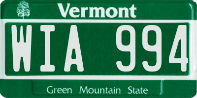 VT license plate WIA994