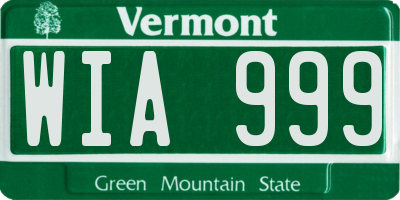 VT license plate WIA999