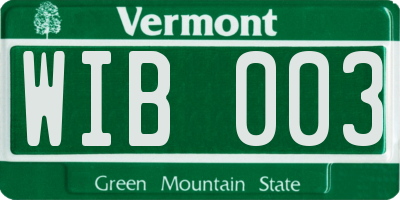 VT license plate WIB003