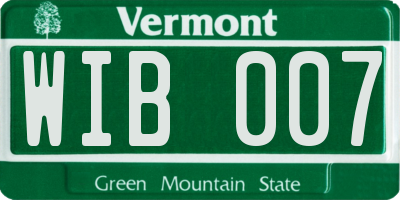 VT license plate WIB007