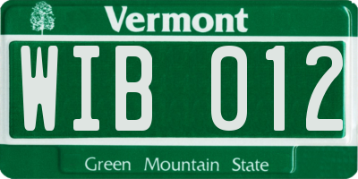 VT license plate WIB012