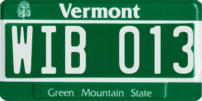 VT license plate WIB013