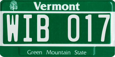 VT license plate WIB017