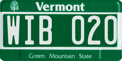 VT license plate WIB020