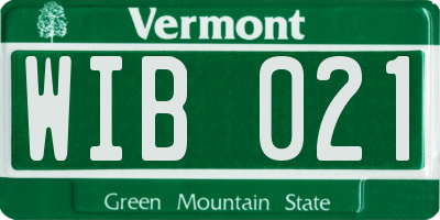 VT license plate WIB021