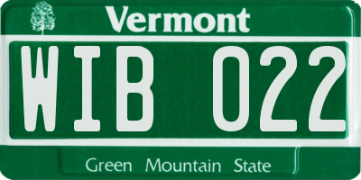 VT license plate WIB022