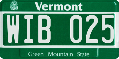 VT license plate WIB025