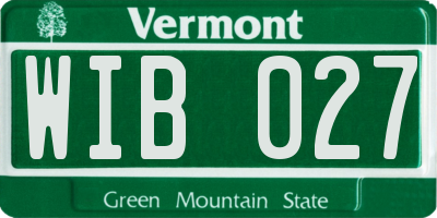 VT license plate WIB027