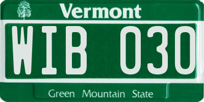 VT license plate WIB030