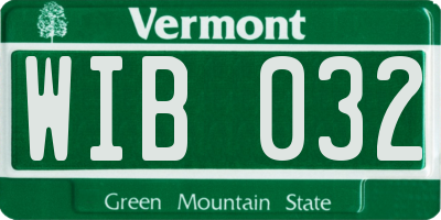 VT license plate WIB032