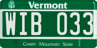 VT license plate WIB033