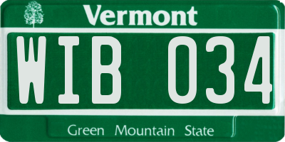 VT license plate WIB034