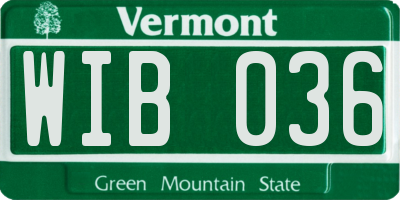 VT license plate WIB036