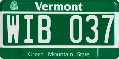 VT license plate WIB037