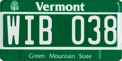 VT license plate WIB038