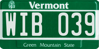 VT license plate WIB039
