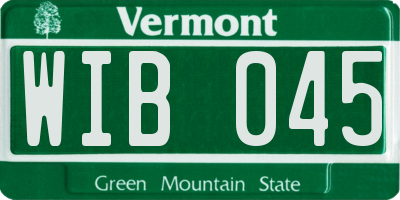 VT license plate WIB045