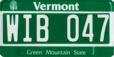 VT license plate WIB047