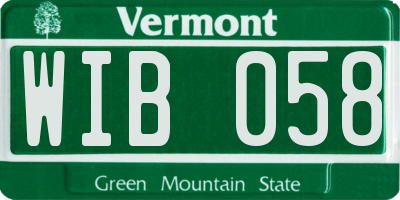VT license plate WIB058