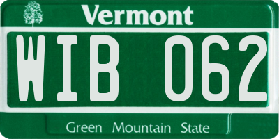 VT license plate WIB062