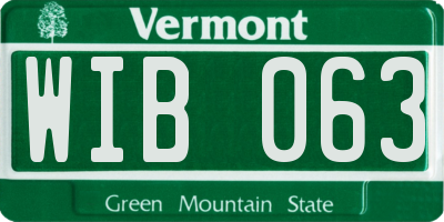 VT license plate WIB063