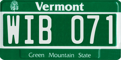 VT license plate WIB071