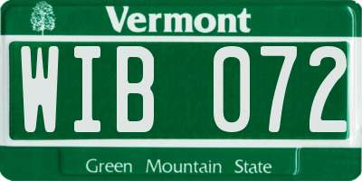 VT license plate WIB072