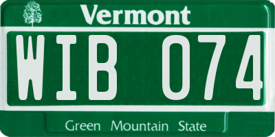 VT license plate WIB074