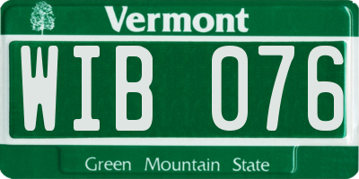 VT license plate WIB076