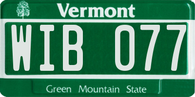 VT license plate WIB077