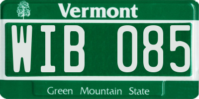 VT license plate WIB085