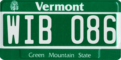 VT license plate WIB086