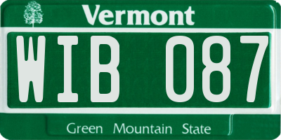 VT license plate WIB087