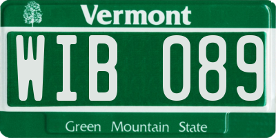 VT license plate WIB089
