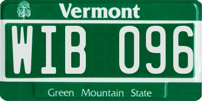 VT license plate WIB096
