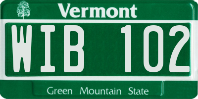 VT license plate WIB102
