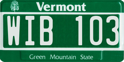 VT license plate WIB103
