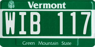 VT license plate WIB117