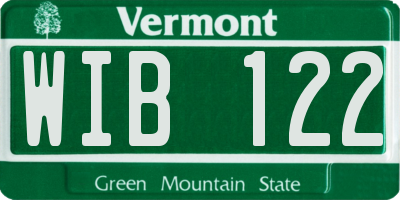 VT license plate WIB122