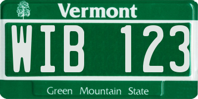 VT license plate WIB123