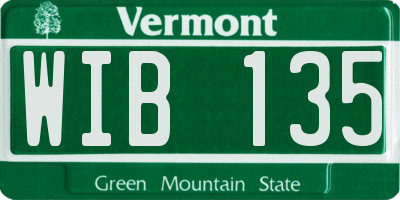 VT license plate WIB135
