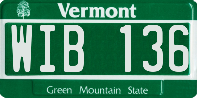 VT license plate WIB136