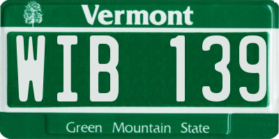 VT license plate WIB139