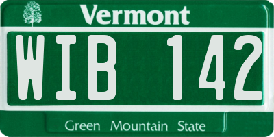 VT license plate WIB142